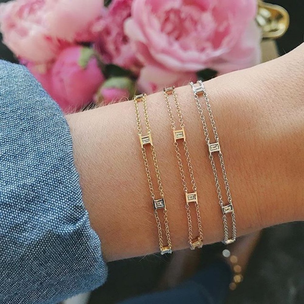 EF Collection 14k Lucky Baguette Diamond Bracelet